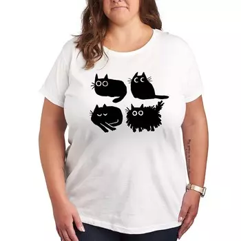 Футболка Plus с рисунком черных кошек Licensed Character, белый
