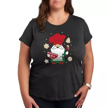 Футболка Plus с рисунком Christmas Baking Gnome Licensed Character, цвет Heather Charcoal