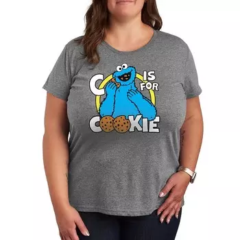 Футболка Plus с рисунком Cookie Monster «Улица Сезам» Licensed Character, цвет Heather Gray