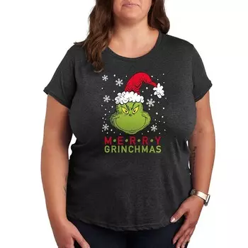 Футболка Plus с рисунком «Доктор Сьюз Гринч» Merry Santa Grinch Licensed Character, цвет Heather Charcoal