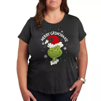 Футболка Plus с рисунком «Доктор Сьюз и Гринч» Merry Grinchmas Licensed Character, цвет Heather Charcoal