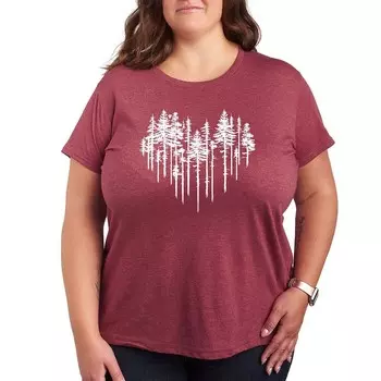 Футболка Plus с рисунком Heart Trees Licensed Character, цвет Heather Dark Red