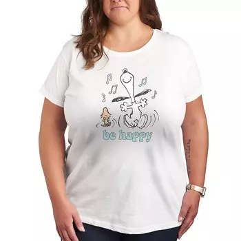 Футболка Plus с рисунком Peanuts Be Happy Licensed Character, белый