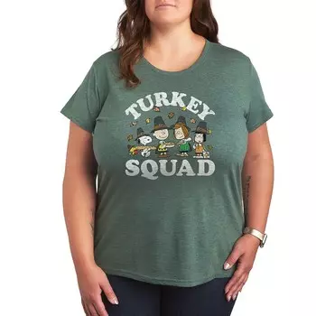 Футболка Plus с рисунком Peanuts Turkey Squad Licensed Character, цвет Heather Green