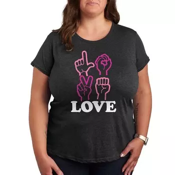 Футболка Plus с рисунком языка жестов Love Licensed Character, цвет Heather Charcoal