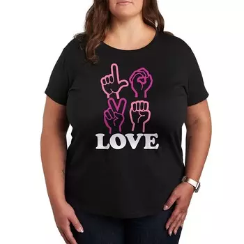 Футболка Plus с рисунком языка жестов Love Licensed Character, черный