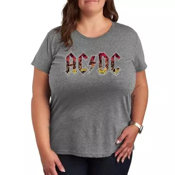 Футболка Plus с текстурой плаката ACDC и графическим рисунком Licensed Character, цвет Heather Gray