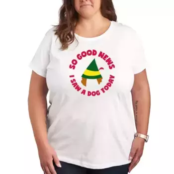 Футболка Plus size "Эльф увидел собаку" Licensed Character, белый