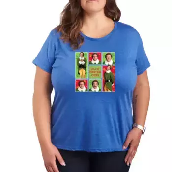 Футболка Plus size с новогодним эльфом в клетку Licensed Character, синий