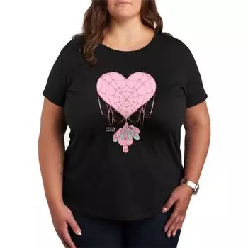 Футболка Plus size с принтом "Паутина в виде сердца" Spider-Man Marvel, черный