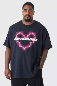 Футболка plus worldwide heart Boohoo, черный