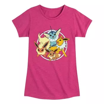 Футболка Pokemon Eevee Group для девочек Licensed Character, розовый