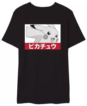 Футболка pokemon men's greyscale pikachu AIRWAVES, черный