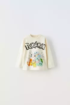 Футболка покемон ZARA, экрю