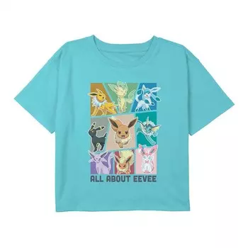 Футболка Pokmon All About Eevee Evolutions для девочек 7–16 лет Licensed Character, синий