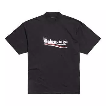 Футболка political stencil t-shirt 'black white' Balenciaga, черный