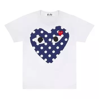 Футболка polka dot logo tee 'white navy' Comme Des Garcons Play, белый