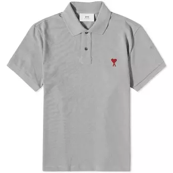 Футболка-поло AMI Paris Small A Heart, серый