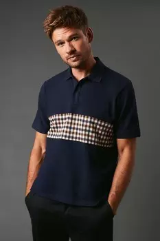 Футболка-поло Aquascutum Active Club в клетку, темно-синий