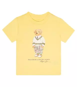 Футболка-поло baby bear из хлопкового джерси Polo Ralph Lauren Kids, желтый
