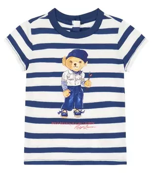 Футболка-поло baby bear из хлопкового джерси Polo Ralph Lauren Kids, синий