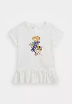 Футболка POLO BEAR COTTON JERSEY PEPLUM TEE Ralph Lauren, кремовый