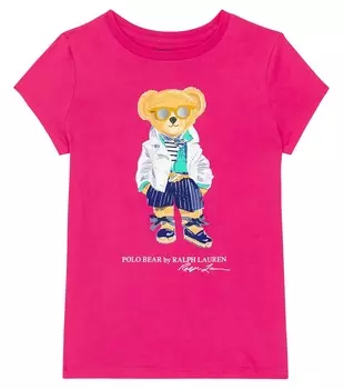Футболка polo bear из хлопкового джерси Polo Ralph Lauren Kids, розовый