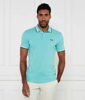 Футболка поло Boss Green Пэдди с окантовкой, бирюзовый