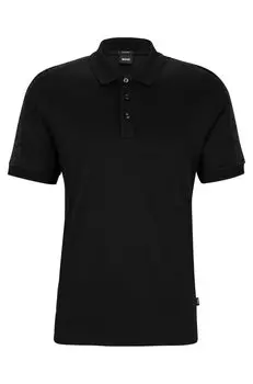 Футболка поло Boss Interlock-cotton With Structured Trims, черный