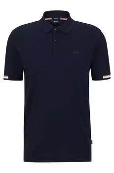 Футболка поло Boss Regular-fit With Rubberized Logo, темно-синий