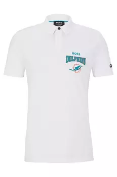 Футболка поло Boss X Nfl Cotton-piqu With Collaborative Branding Dolphins, белый