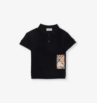 Футболка-Поло Brand-Patch с коротким рукавом из хлопка-пике, возраст 6 месяцев-2 года Burberry, черный