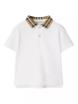 Футболка-поло Burberry Kids из хлопка, белый