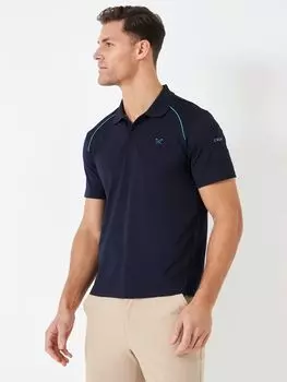 Футболка-поло для гольфа из эластичного пике Crew Clothing, темно-синий