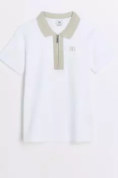 Футболка поло для мальчиков с воротником стойкой, 100% хлопок River Island, бежевый