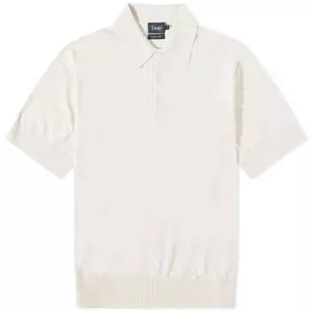 Футболка-поло Drake's Cotton-Linen Knitted Polo, кремовый