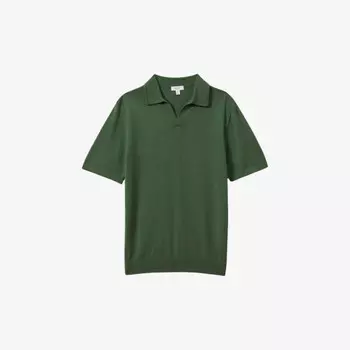 Футболка-Поло Duchie из шерсти с открытым воротом Reiss, зеленый