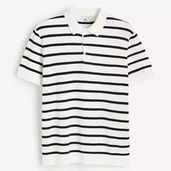 Футболка-поло H&M Regular Fit, кремовый/темно-синий
