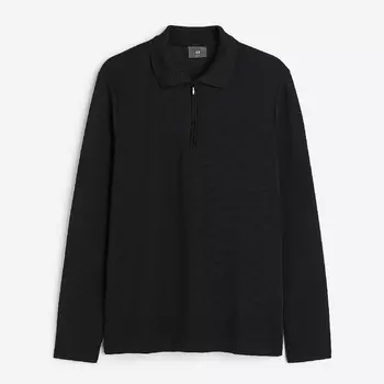 Футболка поло H&M Slim Fit, черный