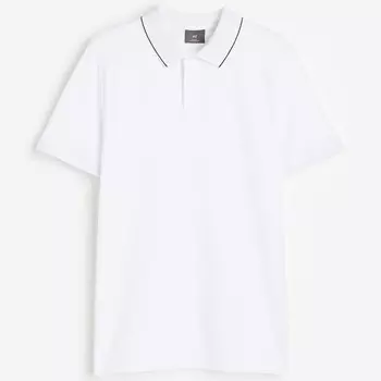 Футболка поло H&M Slim Fit Cotton, белый