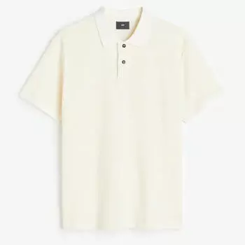 Футболка поло H&M Slim Fit Waffled, молочный