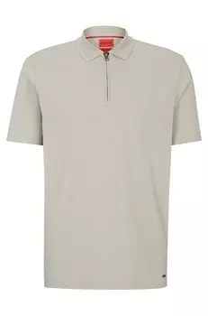 Футболка поло Hugo Cotton-blend Polo With Zip Placket, светло-серый