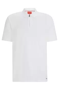 Футболка поло Hugo Cotton-blend Polo With Zip Placket, белый