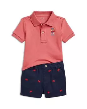 Футболка-поло и шорты Bear для мальчиков из хлопка - комплект для малышей Ralph Lauren, красный