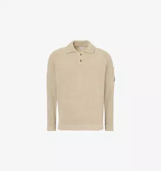 Футболка-Поло из хлопчатобумажной пряжи с шенилловым узором Cp Company, хаки