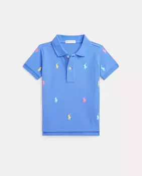 Футболка-поло из хлопка для мальчика с изображением лошади Polo Ralph Lauren, синий индиго