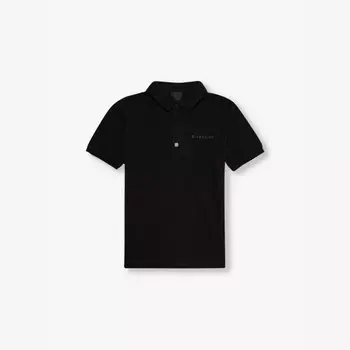 Футболка-Поло из хлопка с короткими рукавами и принтом логотипа для детей 4–12 лет Givenchy, черный