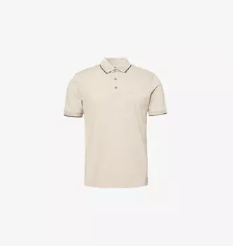 Футболка-Поло из хлопка с короткими рукавами и фирменной вышивкой Emporio Armani, цвет silver lining