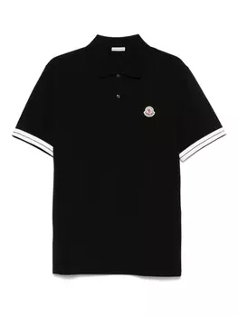Футболка-поло из хлопка с логотипом Moncler, черный