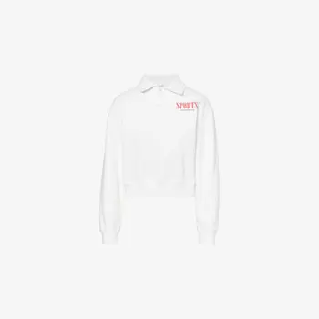 Футболка-Поло из хлопкового джерси с логотипом Sporty & Rich, белый